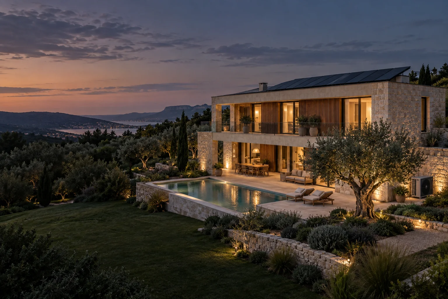 Inspiration : villa contemporaine et intégration de panneaux solaires en toiture